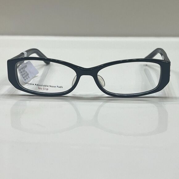NEW Plastic Black Rectangle Full Eyeglass Frame 54-16-135 with Rhinestones $54 - Picture 2 of 6